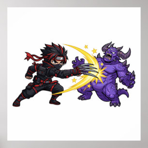 Claw Strike Ninja vs Monster Chibi Anime RPG-spel Poster