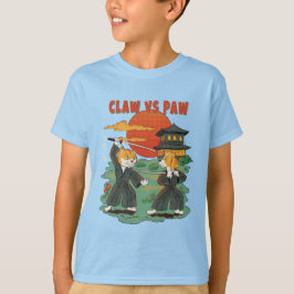 Claw vs Paw – Funny Samurai Cat and Dog T Shirt
