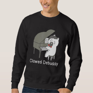 Clawdebussy Cat Piano Classical Music Composer Lång Ärmad Tröja