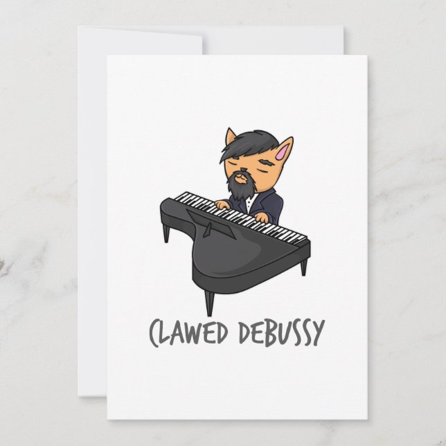 ClawDebussy Piano Player Cat Pun Roligt Gift Meddelande (Framsida)