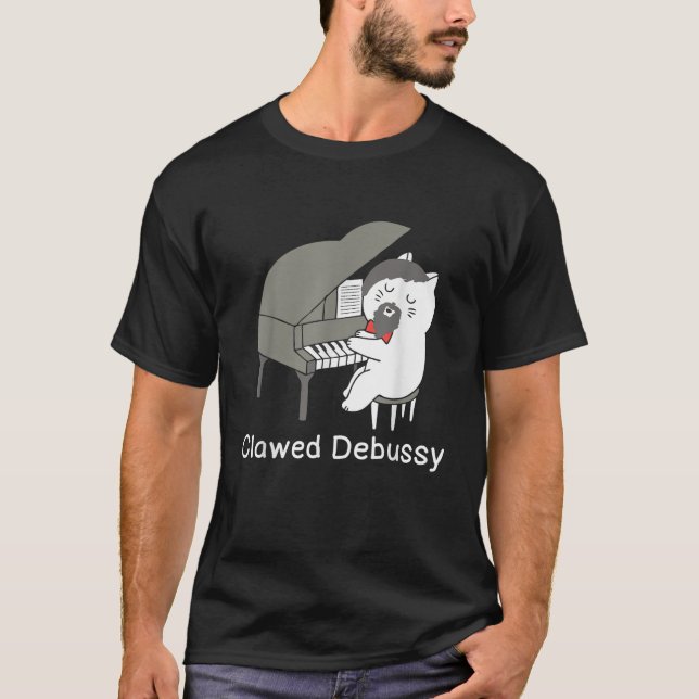 Clawed Debussy Cat Piano Classical Music Composer  T Shirt (Framsida)