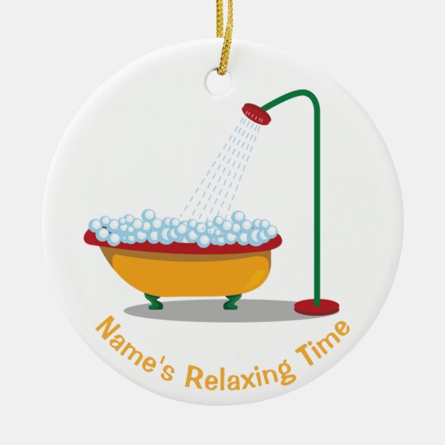 Clawfoot badar & bubblar rött & guld- julgransprydnad keramik (Framsidan)