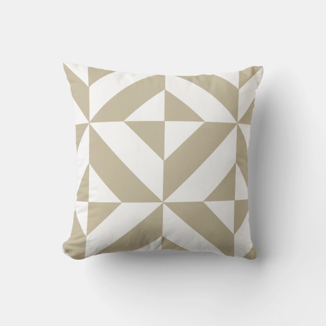 Clay Beige Geometric Deco Cube Mönster Kudde (Framsida)