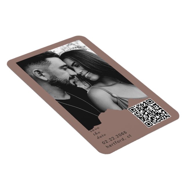 Clay Blush Parfoto QR-kod Bröllop  Magnet (Högersidan)