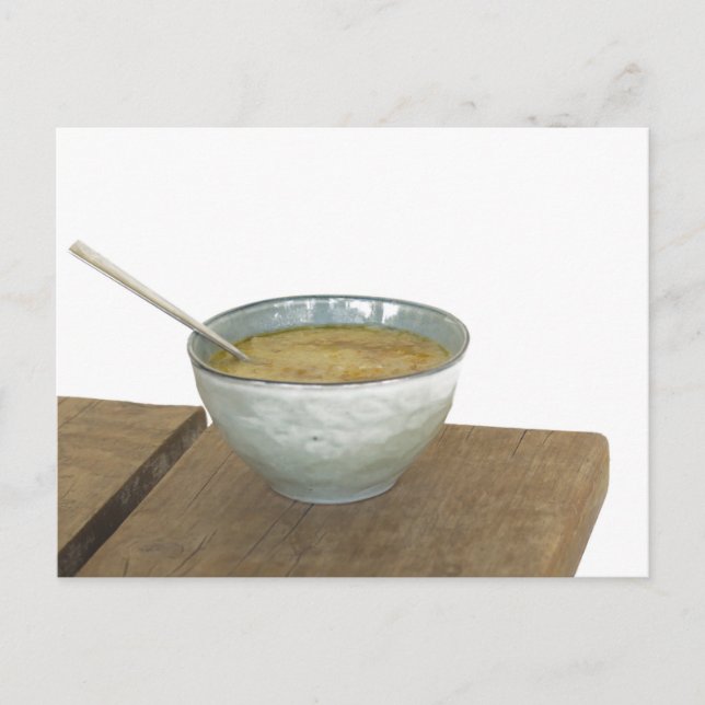 Clay Bowl Spoon Oats Porridge Bord Vykort (Framsida)