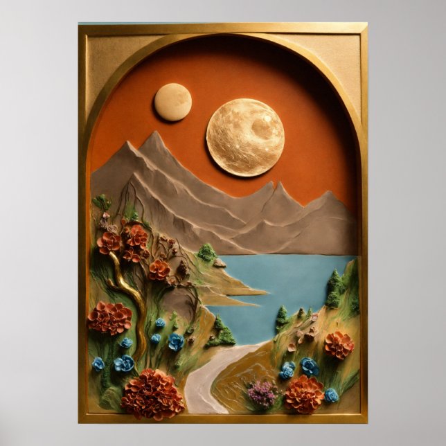 "Clay Canvas: Moonlit Magic in Swiss Alpernas" Poster (Framsidan)