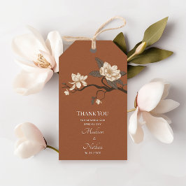 Clay Elegant Vintage Magnolia Bröllop Tack Presentetikett