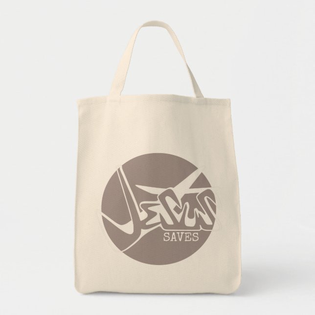 CLAY GRÅTT Jesus Saves Graffiti Tygkasse (Framsidan)