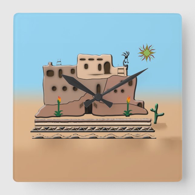 Clay House Fyrkantig Klocka (Framsida)