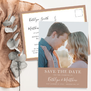 Clay Modern Typography Minimalist Photo Bröllop Meddelande Vykort