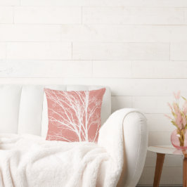 Clay Orange Peach White Träd Grenar Kudde