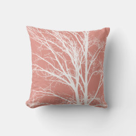 Clay Orange Peach White Träd Grenar Kudde