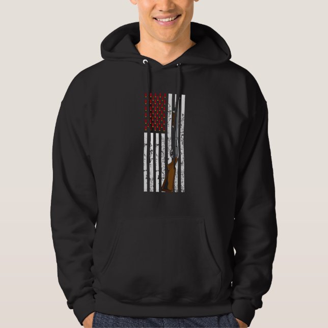 Clay Pigeon skjuter USA flagga Pistol-patronen Fl Hoodie (Framsida)