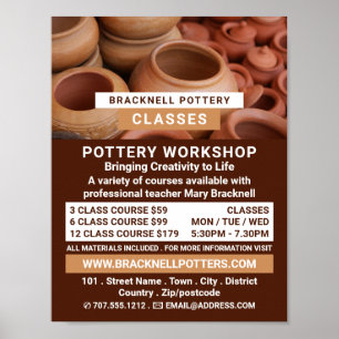 Clay Pots, Pottery Classes, Potters Advertising Poster