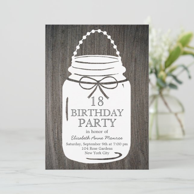 Clay Rustic Mason Burk 18:e födelsedagen Inbjudningar (Stående Fram)