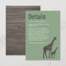 Clay Safari Giraffe, Rustic Bröllop Detail Tilläggskort