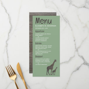 Clay Safari Giraffe, Rustic Bröllop Meny