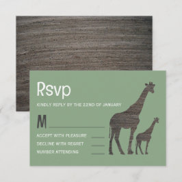 Clay Safari Giraffe, Rustic Bröllop OSA Kort