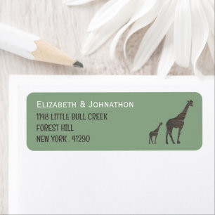 Clay Safari Giraffe, Rustic Bröllop Returadress Etikett