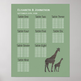Clay Safari Giraffe, Rustic Bröllop Seating Chart Poster