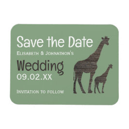 Clay Safari Giraffe, Rustic Bröllop spara datum Magnet