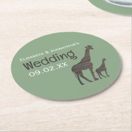 Clay Safari Giraffe, Rustic Bröllop Underlägg Papper Rund