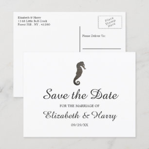 Clay Seahorse Beach Wedding Datumet Vykort