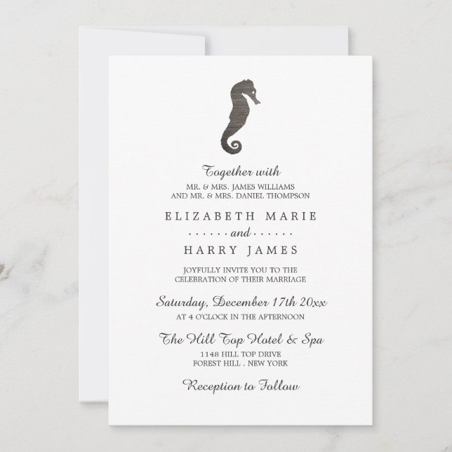 Clay Seahorse Beach Wedding Inbjudningar (Framsida)