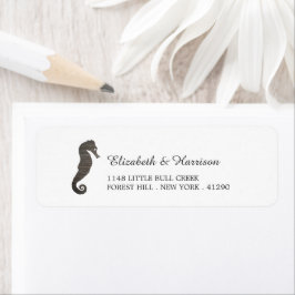 Clay Seahorse Beach Wedding Returadress Etikett
