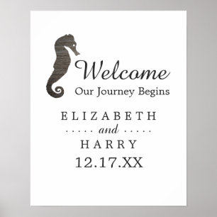 Clay Seahorse Beach Wedding Välkommen Poster