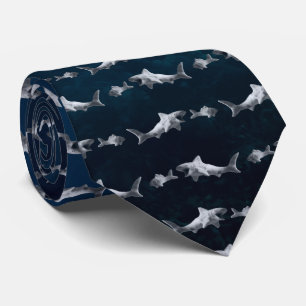 Clay Shark after Fish Blue Vatten Tiled Necktie Slips
