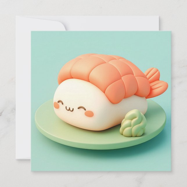 Clay Shrimp Nigiri Sushi with Wasabi Postcard (Framsida)