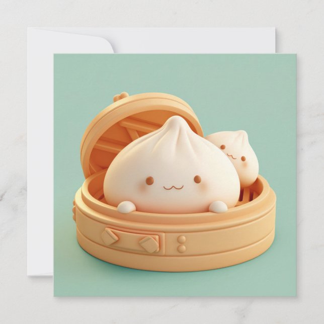 Clay Steamed Dumplings in Bamboo Basket Postcard (Framsida)