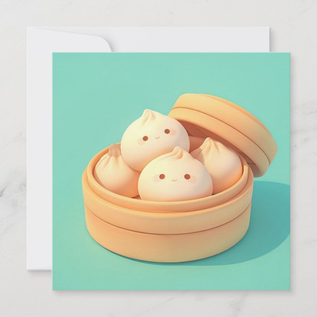Clay Steamed Dumplings in Bamboo Steamer Postcard (Framsida)