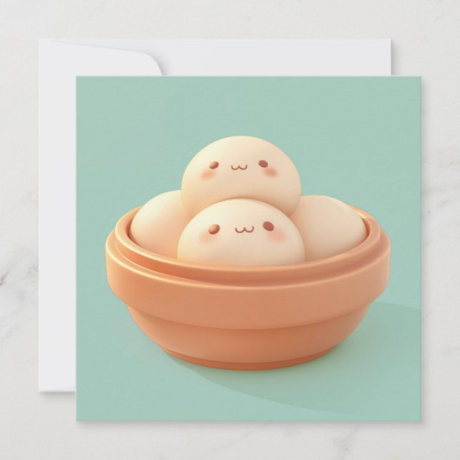 Clay Steamed Dumplings in Orange Bowl Postcard (Framsida)