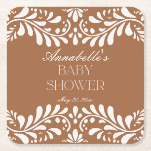 Clay Talavera Tile Spain Fiesta Baby Shower Underlägg Papper Kvadrat