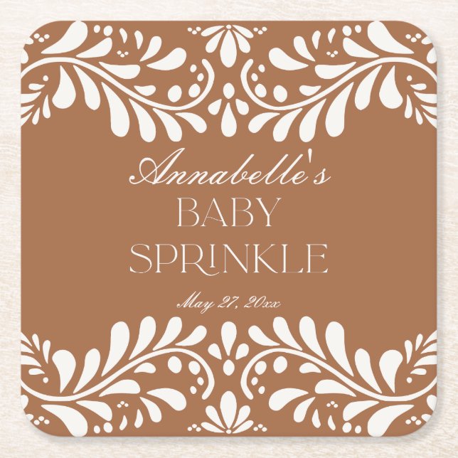 Clay Talavera Tile Spain Fiesta Baby Sprinkle Underlägg Papper Kvadrat (Framsidan)