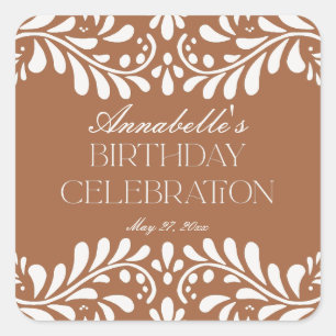 Clay Talavera Tile Spain Fiesta Birthday Favor Fyrkantigt Klistermärke
