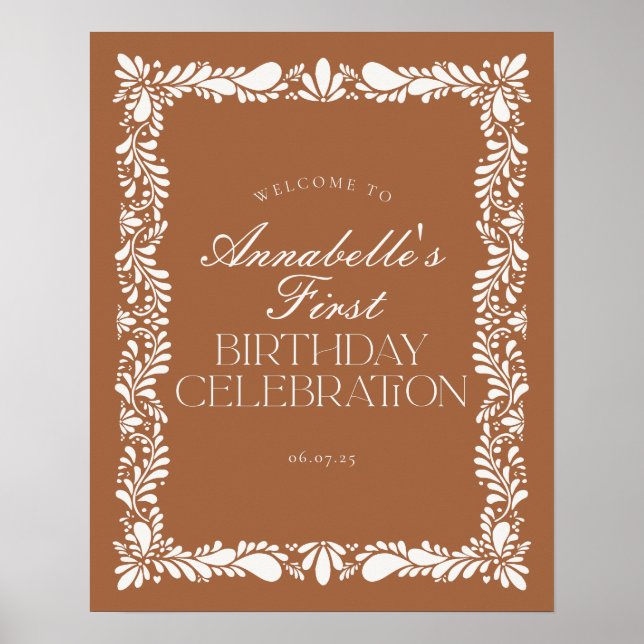 Clay Talavera Tile Spain Fiesta Birthday Välkommen Poster (Framsidan)