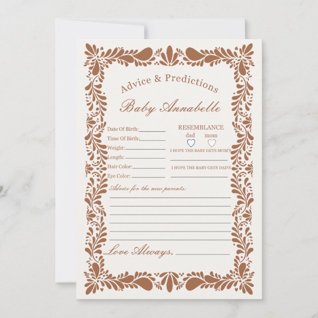 Clay Talavera Tile Spansk rådgivning för Baby Card Inbjudningar (Framsida)