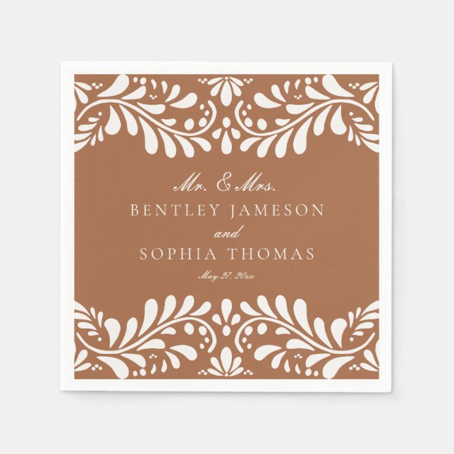 Clay Talavera Tile Spanska Stil Fiesta Bröllop Pappersservett (Framsidan)