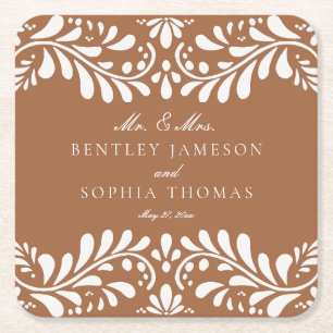 Clay Talavera Tile Spanska Stil Fiesta Bröllop Underlägg Papper Kvadrat