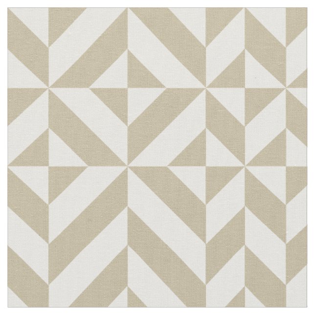 Clay Tan Geometric Deco Cube Mönster Tyg (Närbild)