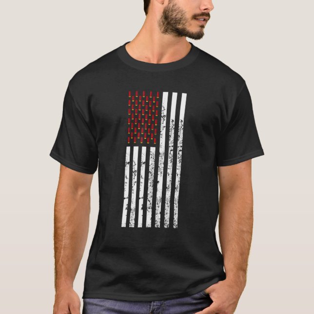 Clay Target Shooting USA flagga - Retro Shotshell  T Shirt (Framsida)