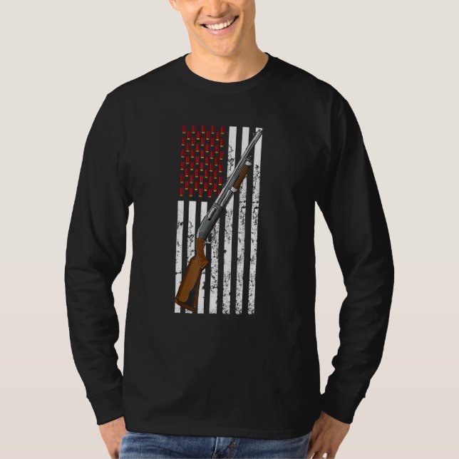 Clay Target Shooting Usa Pistol Flagga Pistol Cart T Shirt (Framsida)