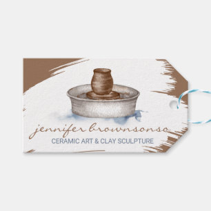 Clay Turner Pottery Ceramic Art Sculpture handgjor Presentetikett