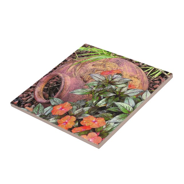 CLAY VAS on SIDE IN GARDEN CERAMIC TILE/TRIVET Kakelplatta (Sidan)
