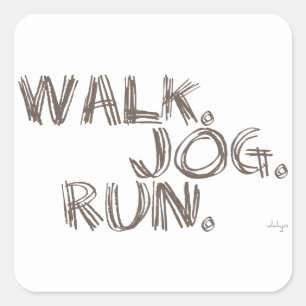 CLAY WALK JOG SPRINGA (font SCRIBBLE) Fyrkantigt Klistermärke