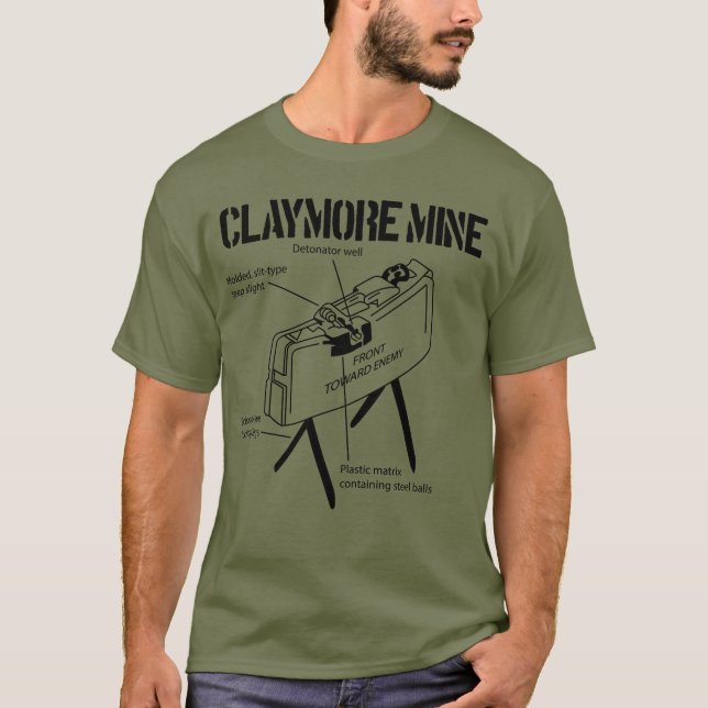 Claymore Mine Schematic Front To Enemy T Shirt (Framsida)