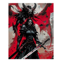 Claymore Poster Mörk Fantasy Warrior Gothic Woman
